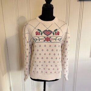 Vintage 90s Eddie Bauer Floral Cottagecore Cotton Sweater Medium Excellent shape